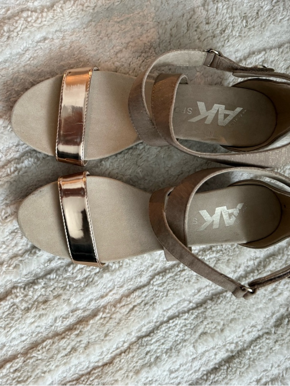 Anne Klein Beige Sandals with Rose Gold Strap